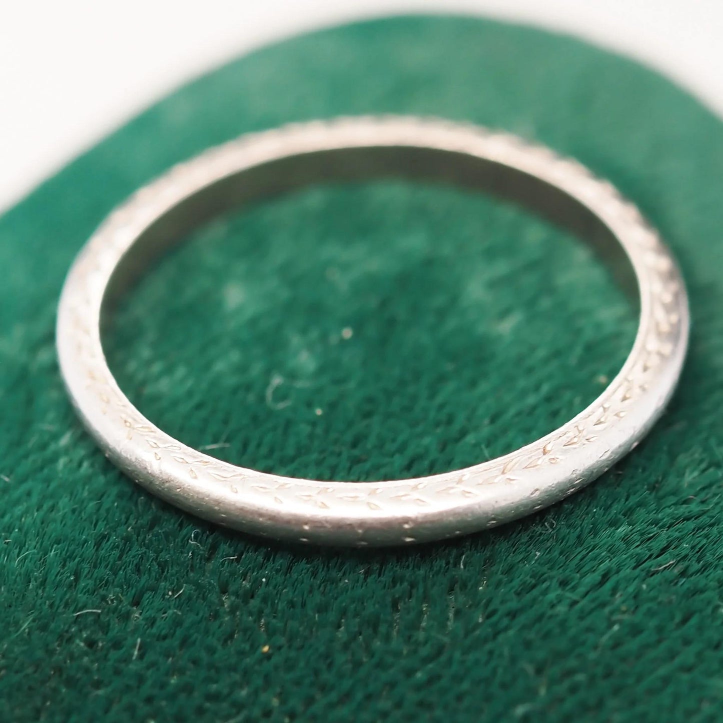 Circa 1920s Engraved Platinum Wedding Band - VHK#592
