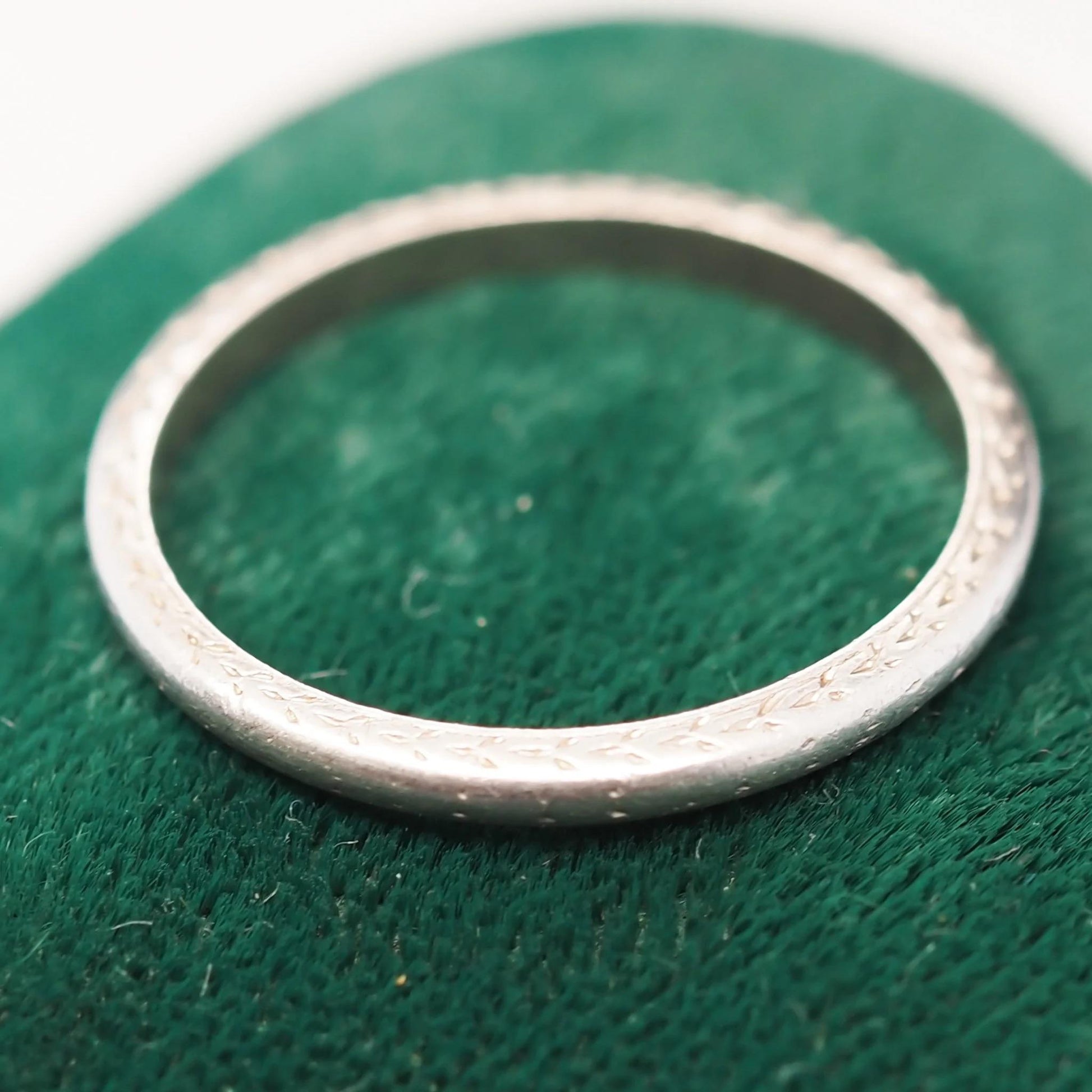 Circa 1920s Engraved Platinum Wedding Band - VHK#592