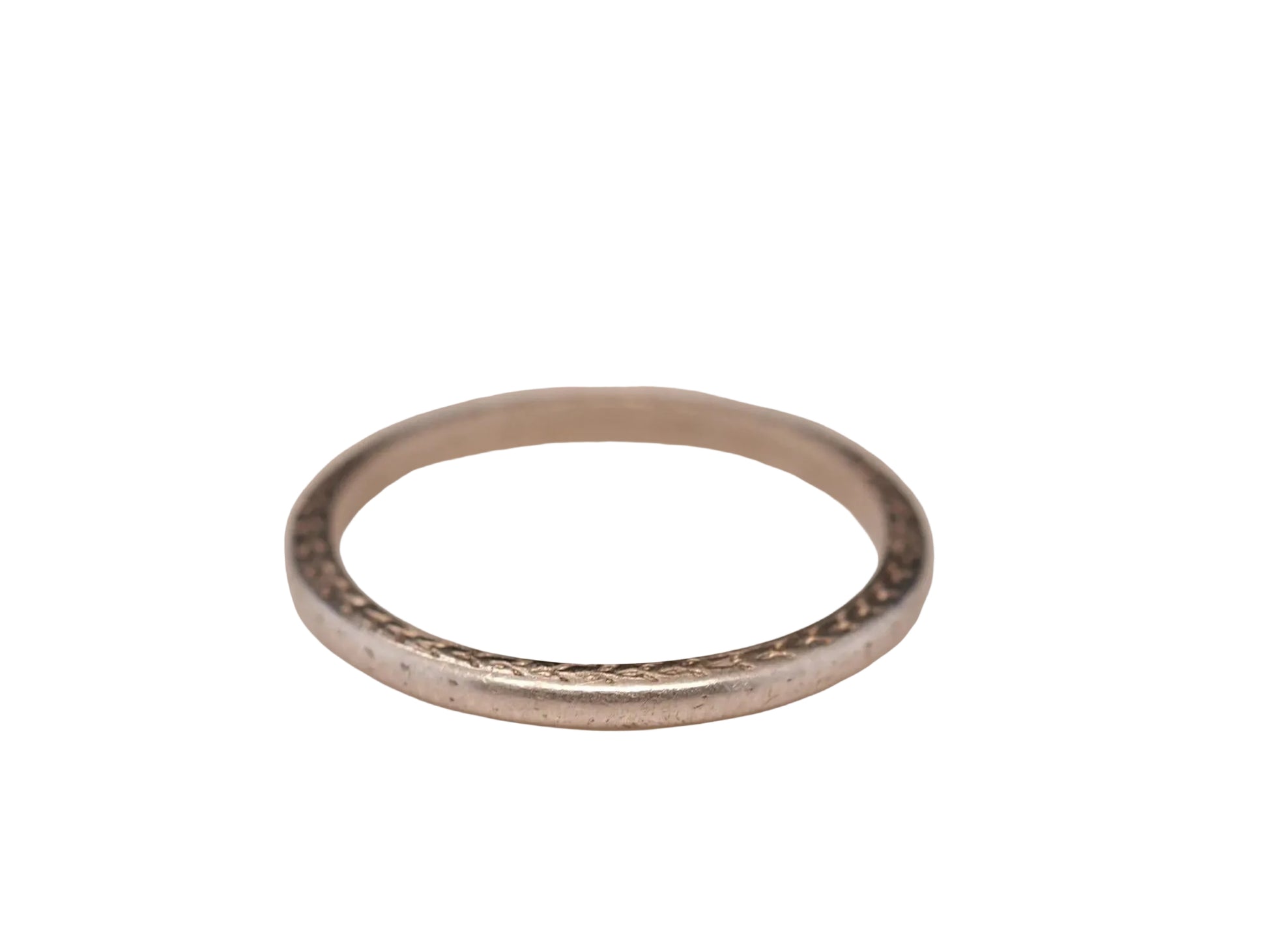 Circa 1920s Engraved Platinum Wedding Band - VHK#592
