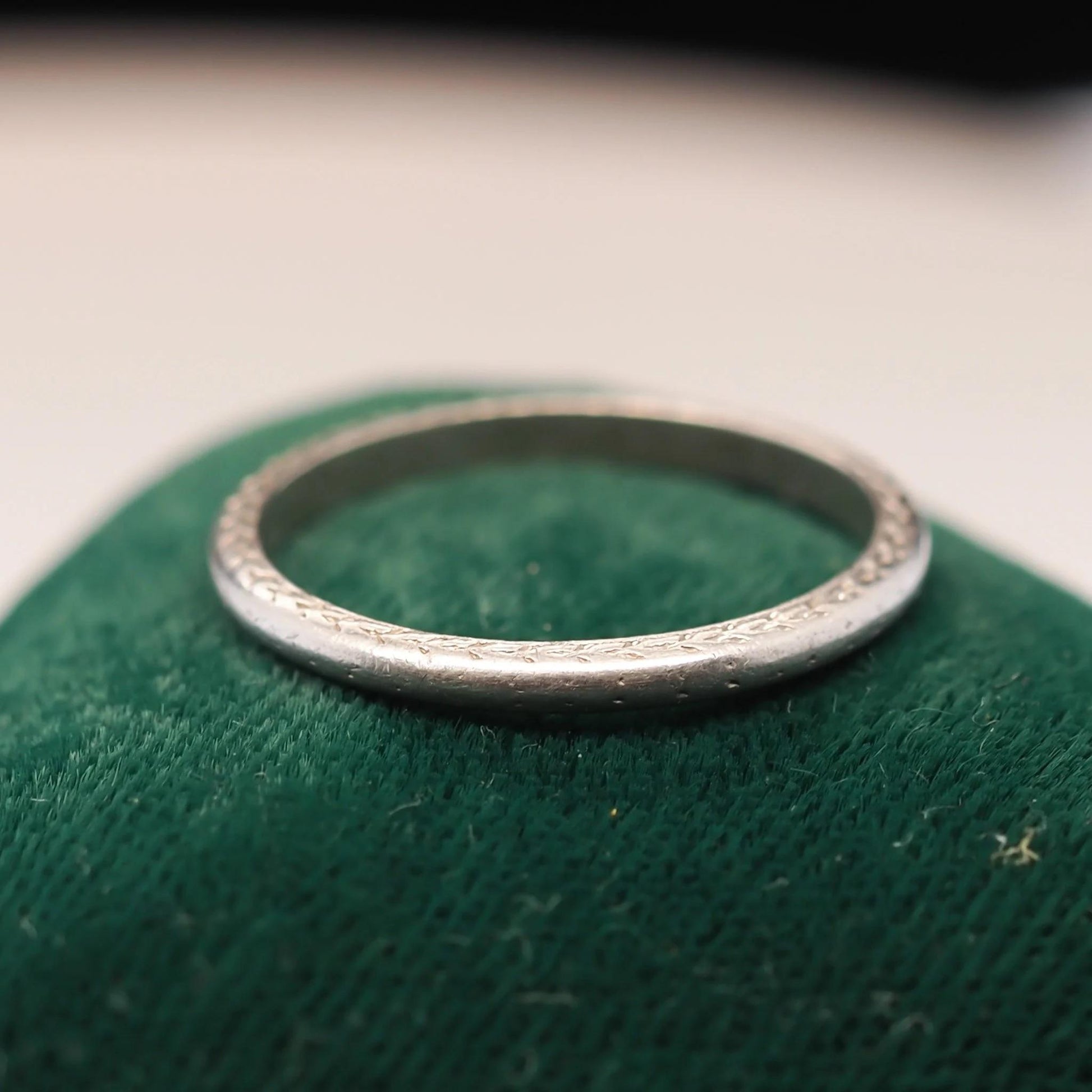 Circa 1920s Engraved Platinum Wedding Band - VHK#592