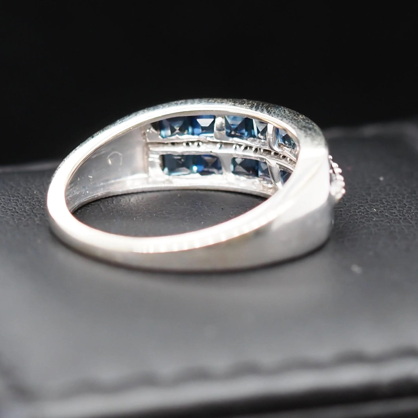 14K White Gold Sapphire and Diamond Wedding Band - VHK#594