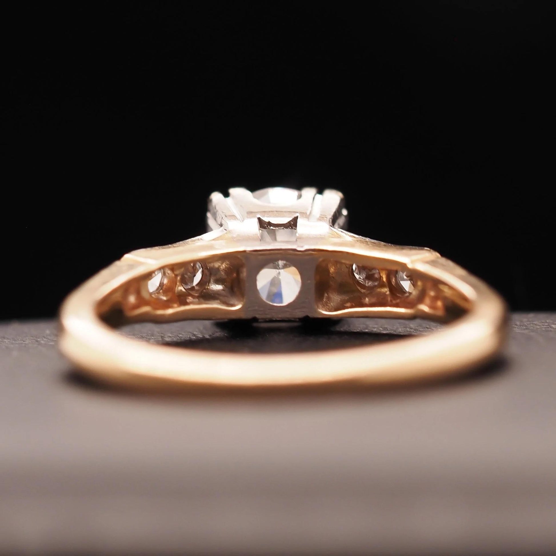 14K Yellow Gold and White Gold .70ct Old European Diamond Engagement Ring - VHK#
