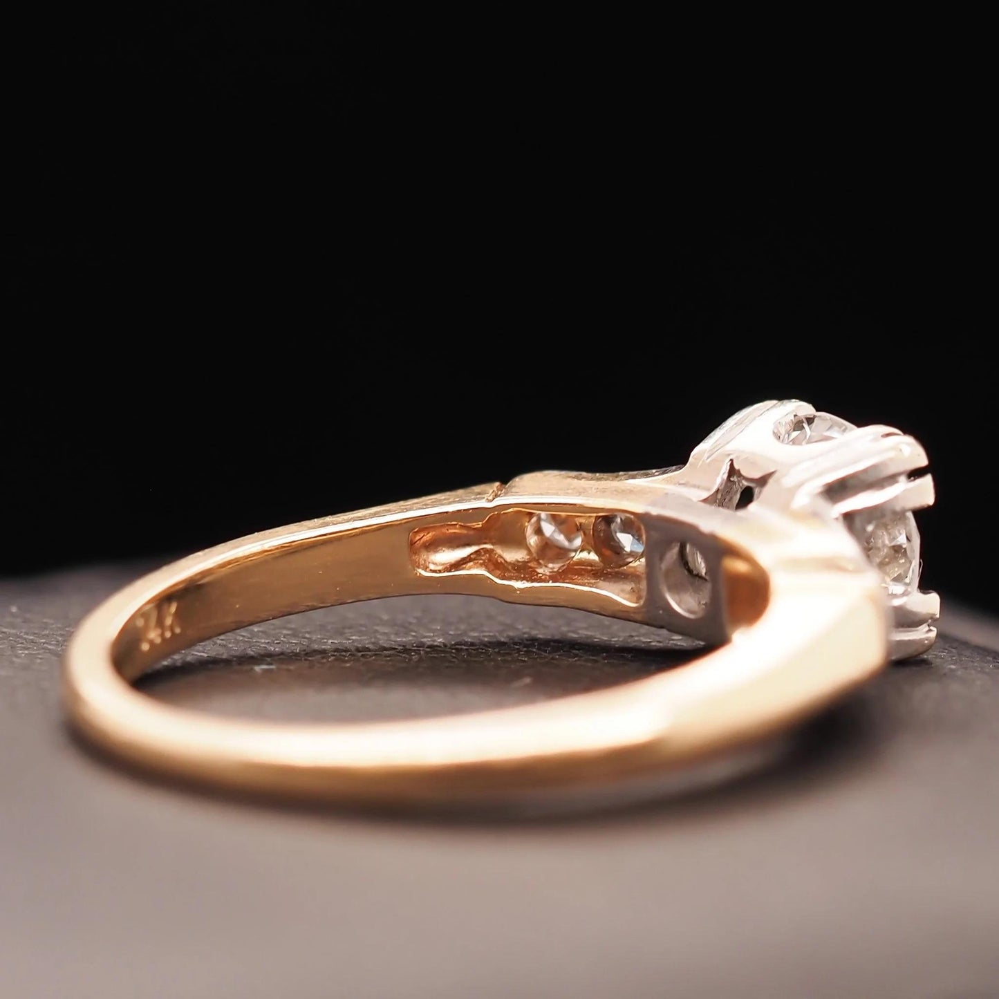 14K Yellow Gold and White Gold .70ct Old European Diamond Engagement Ring - VHK#