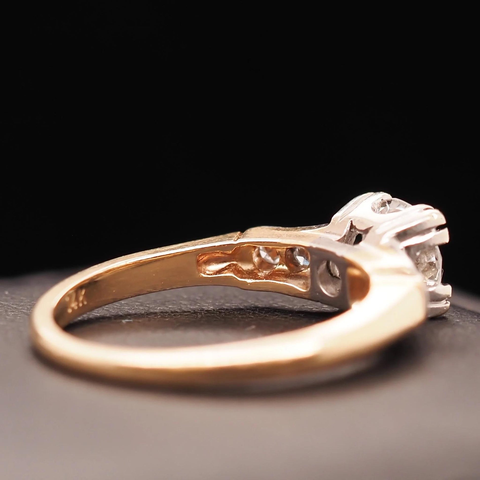 14K Yellow Gold and White Gold .70ct Old European Diamond Engagement Ring - VHK#