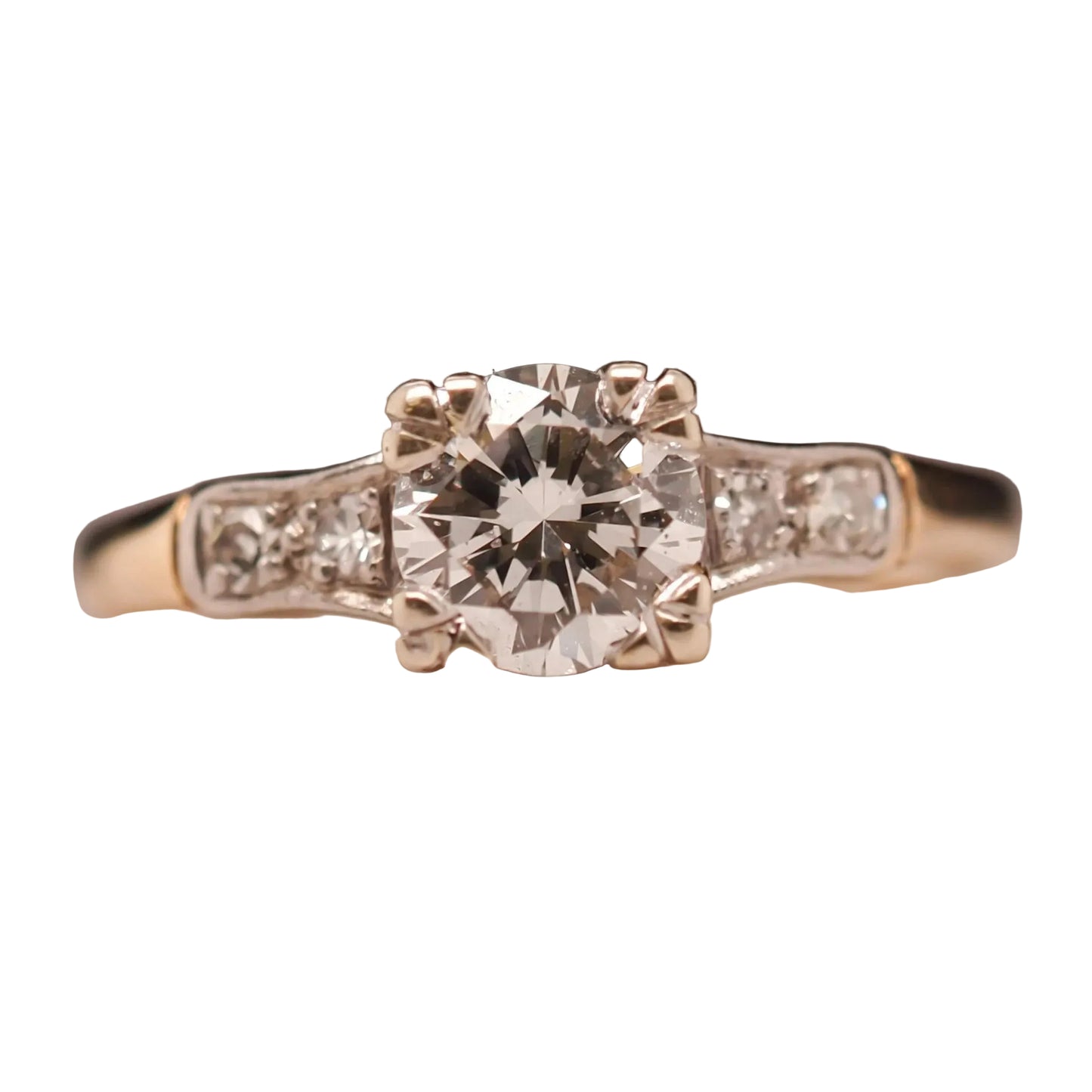 14K Yellow Gold and White Gold .70ct Old European Diamond Engagement Ring - VHK#