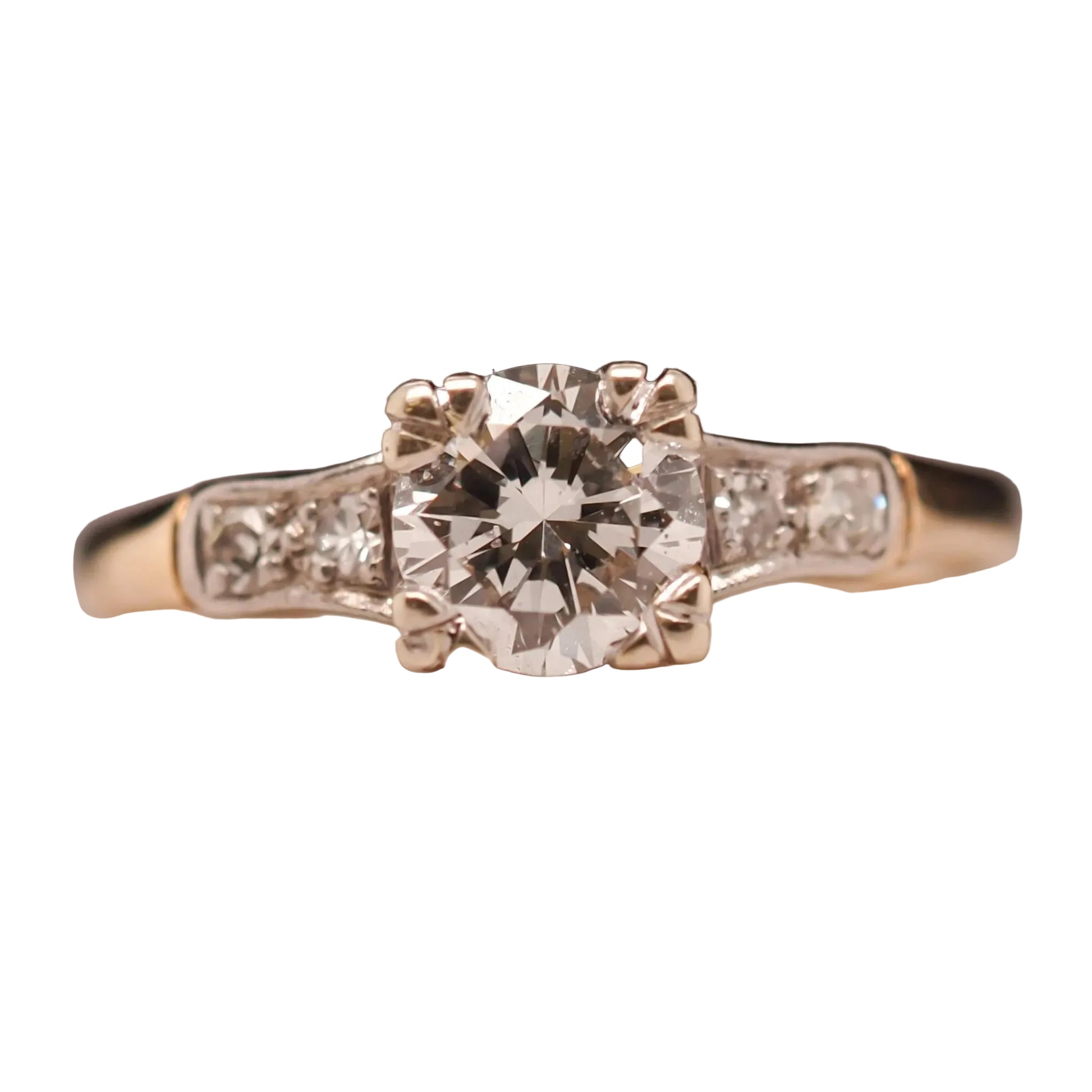 14K Yellow Gold and White Gold .70ct Old European Diamond Engagement Ring - VHK#