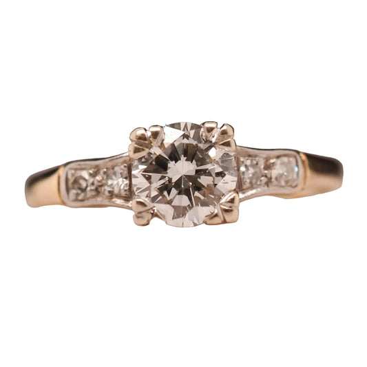 14K Yellow Gold and White Gold .70ct Old European Diamond Engagement Ring - VHK#