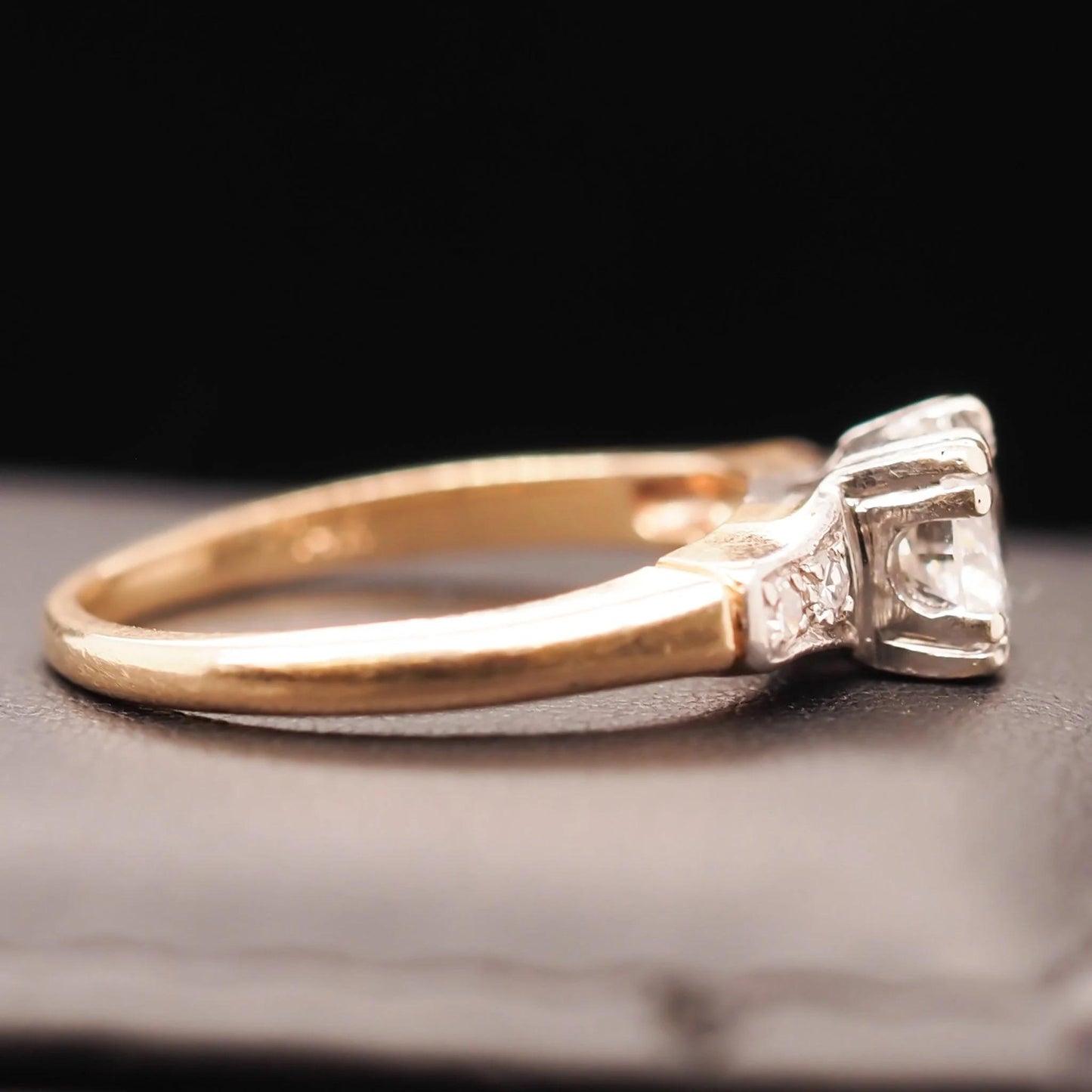 14K Yellow Gold and White Gold .70ct Old European Diamond Engagement Ring - VHK#