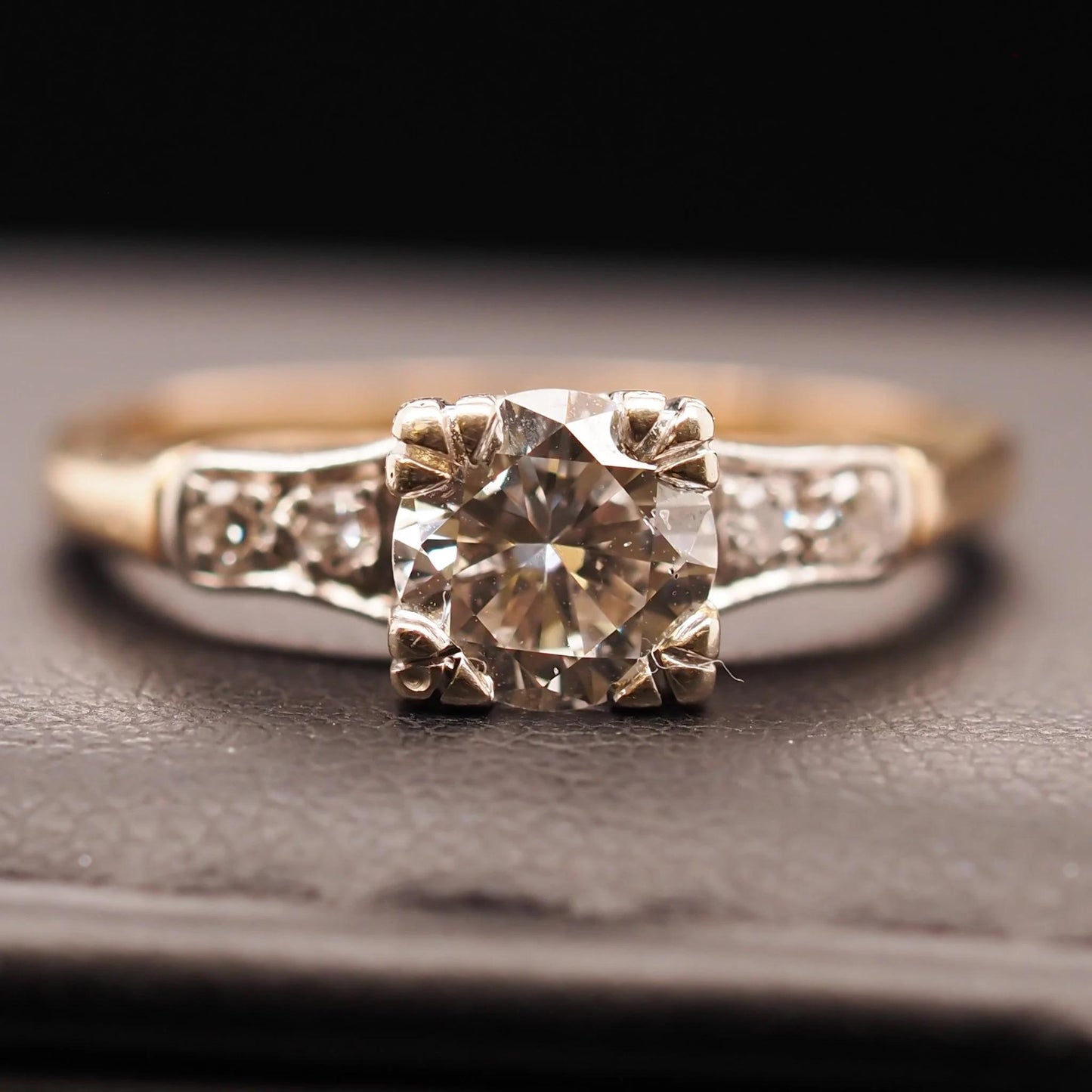 14K Yellow Gold and White Gold .70ct Old European Diamond Engagement Ring - VHK#