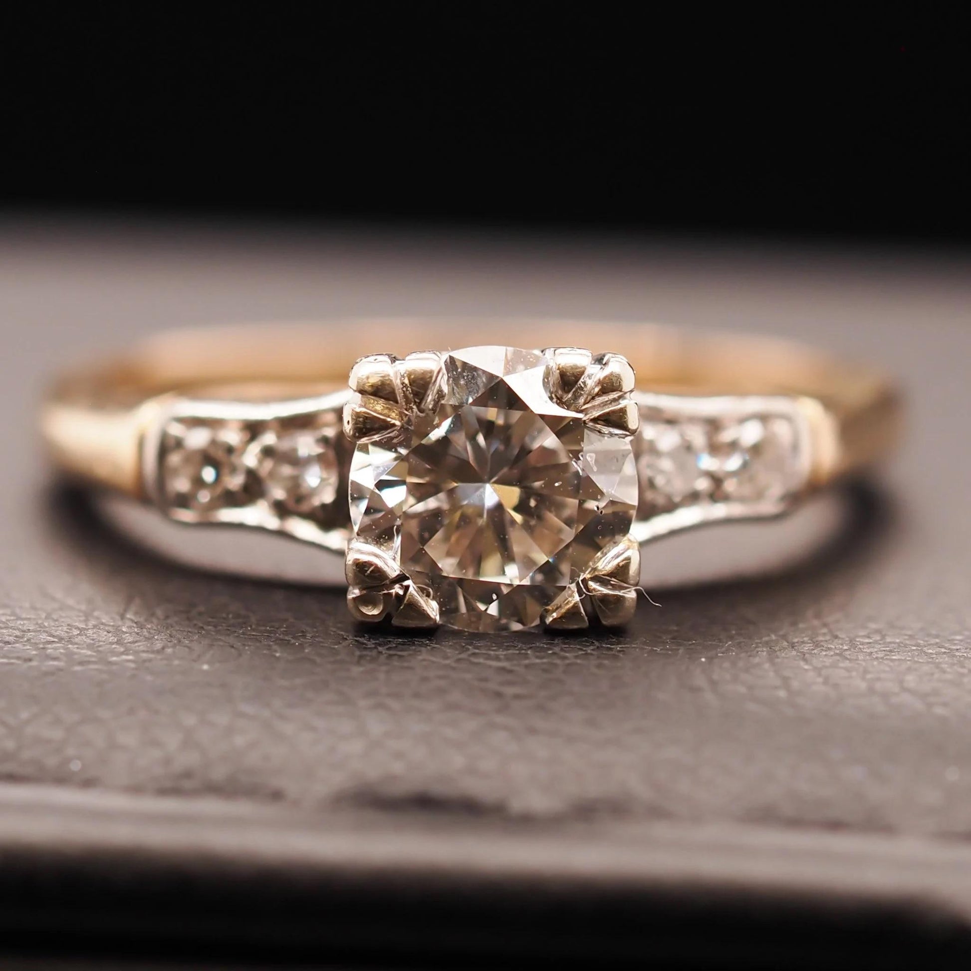14K Yellow Gold and White Gold .70ct Old European Diamond Engagement Ring - VHK#