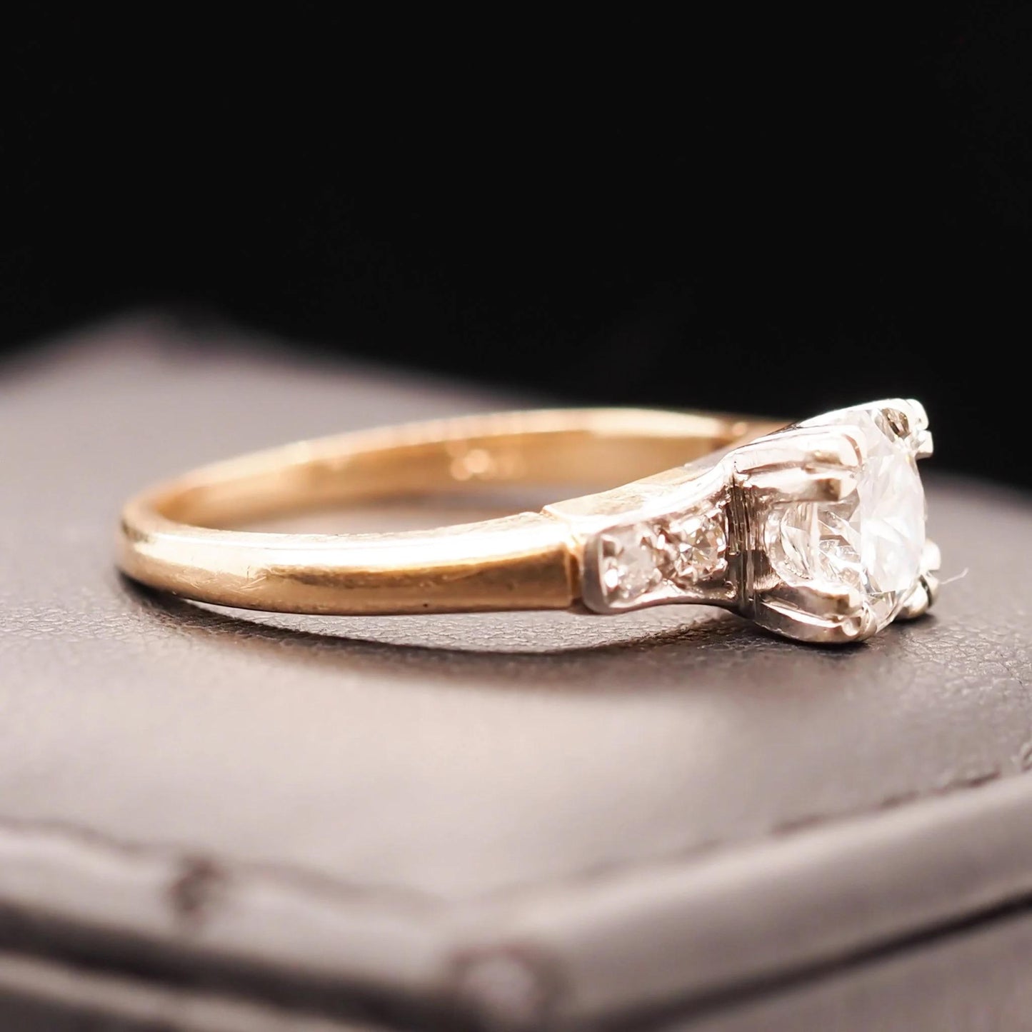 14K Yellow Gold and White Gold .70ct Old European Diamond Engagement Ring - VHK#
