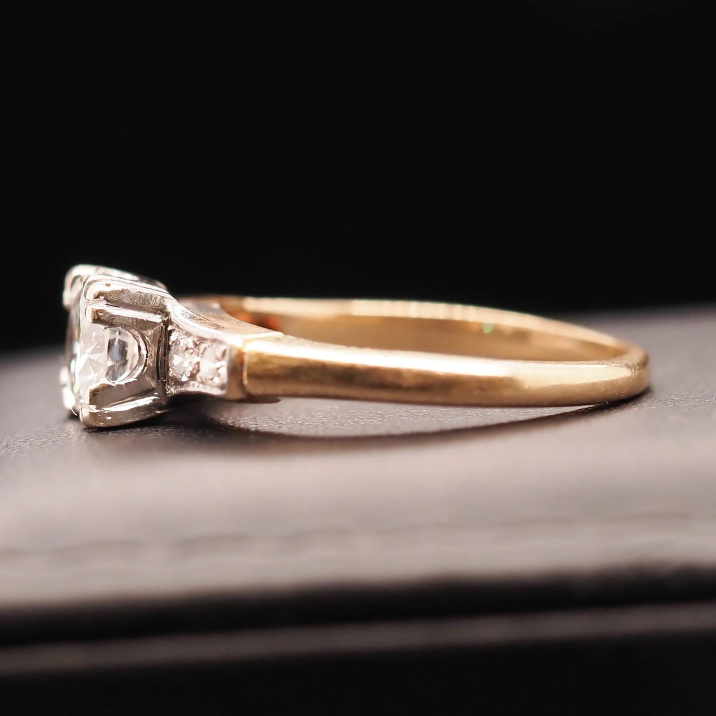 14K Yellow Gold and White Gold .70ct Old European Diamond Engagement Ring - VHK#