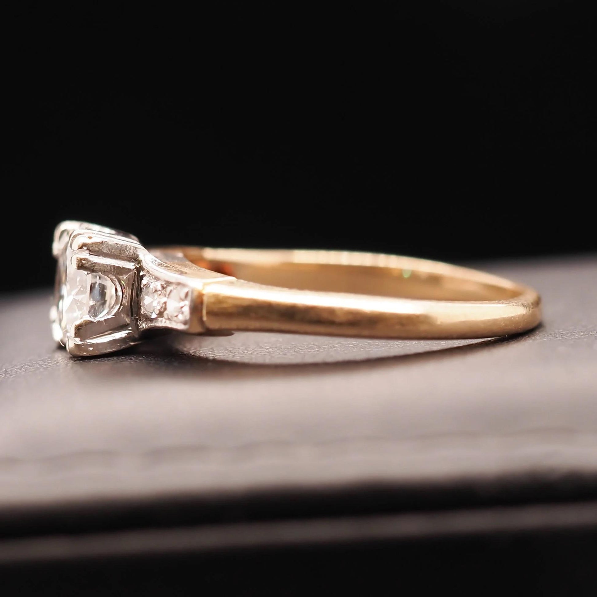 14K Yellow Gold and White Gold .70ct Old European Diamond Engagement Ring - VHK#