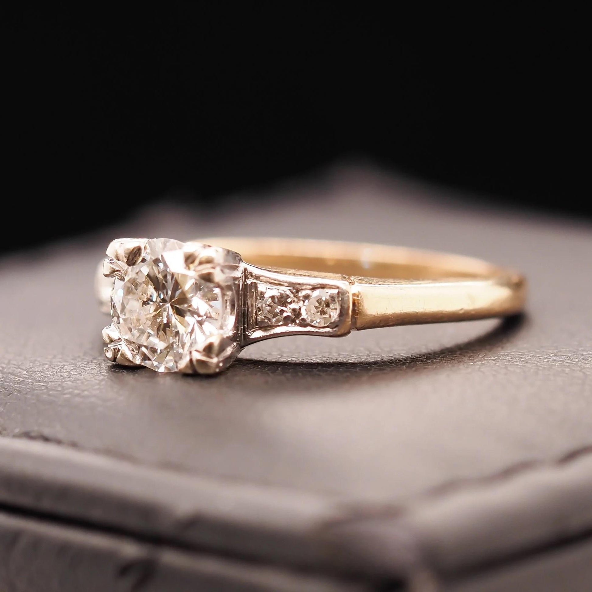 14K Yellow Gold and White Gold .70ct Old European Diamond Engagement Ring - VHK#