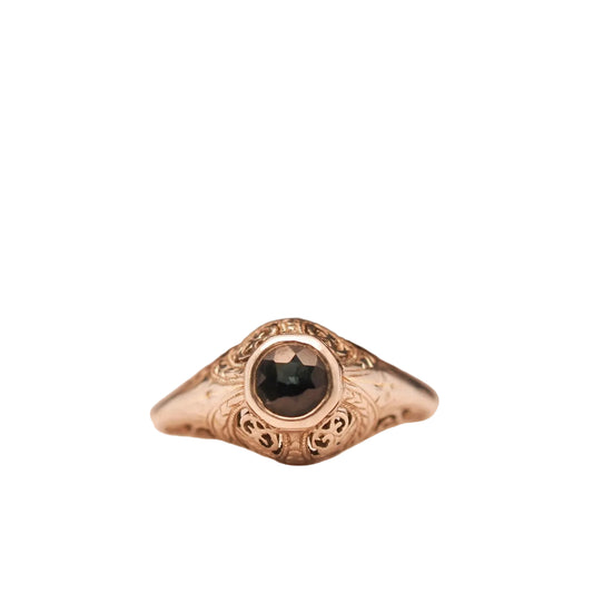14K White Gold Art Deco Filigree Sapphire Ring - VHK#613