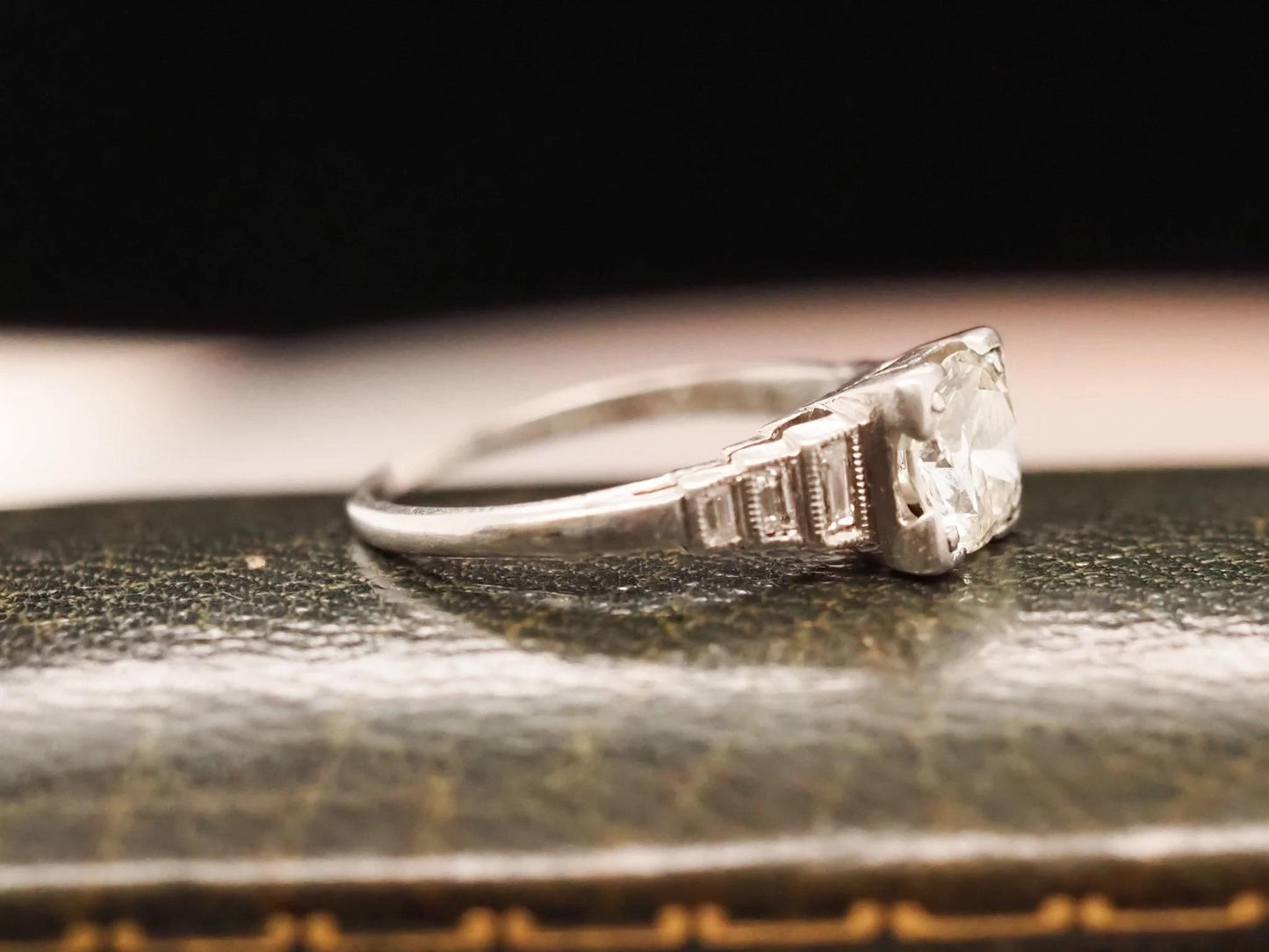 1931 Engraved Date Platinum Art Deco 1.00ct Old European Diamond Engagement Ring
