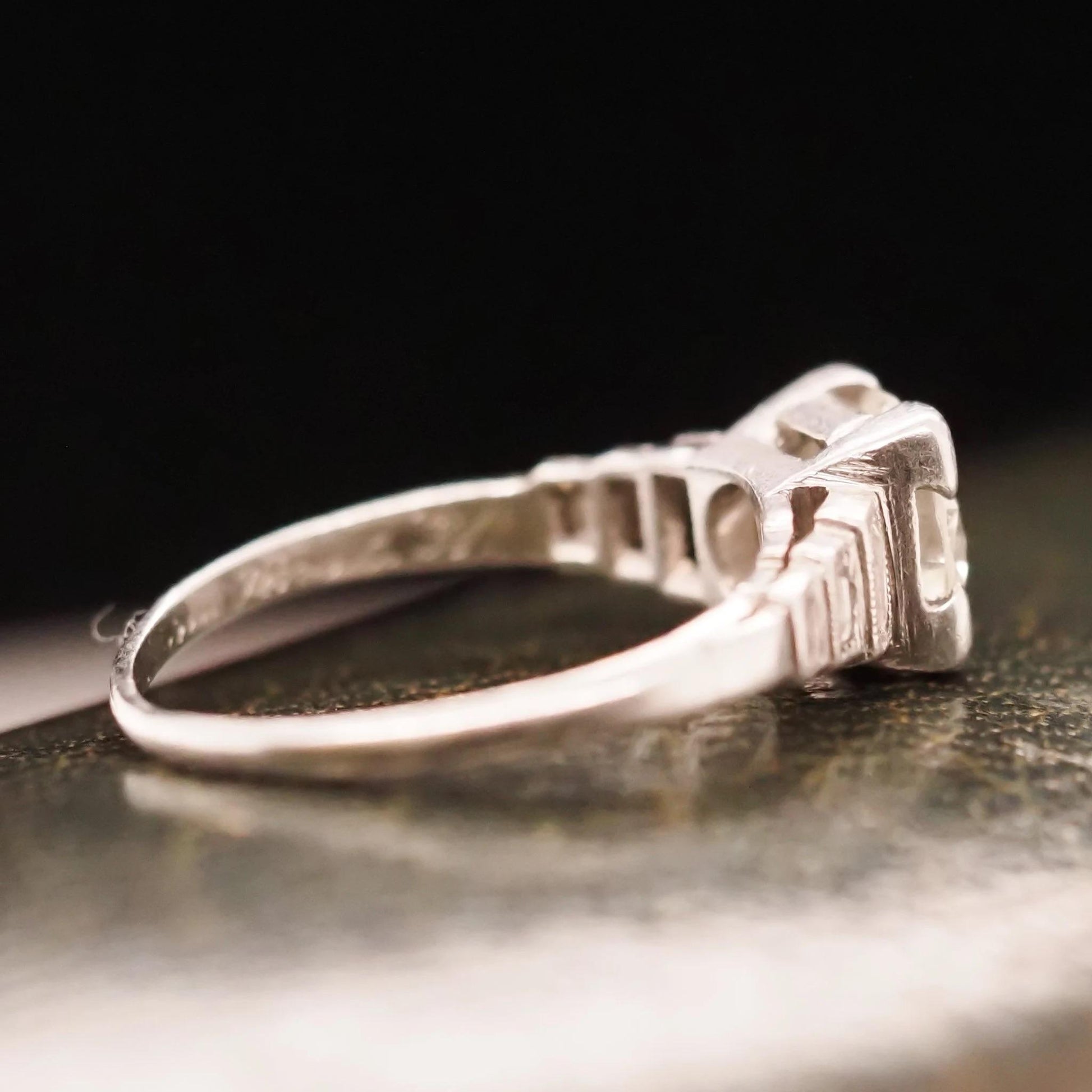 1931 Engraved Date Platinum Art Deco 1.00ct Old European Diamond Engagement Ring