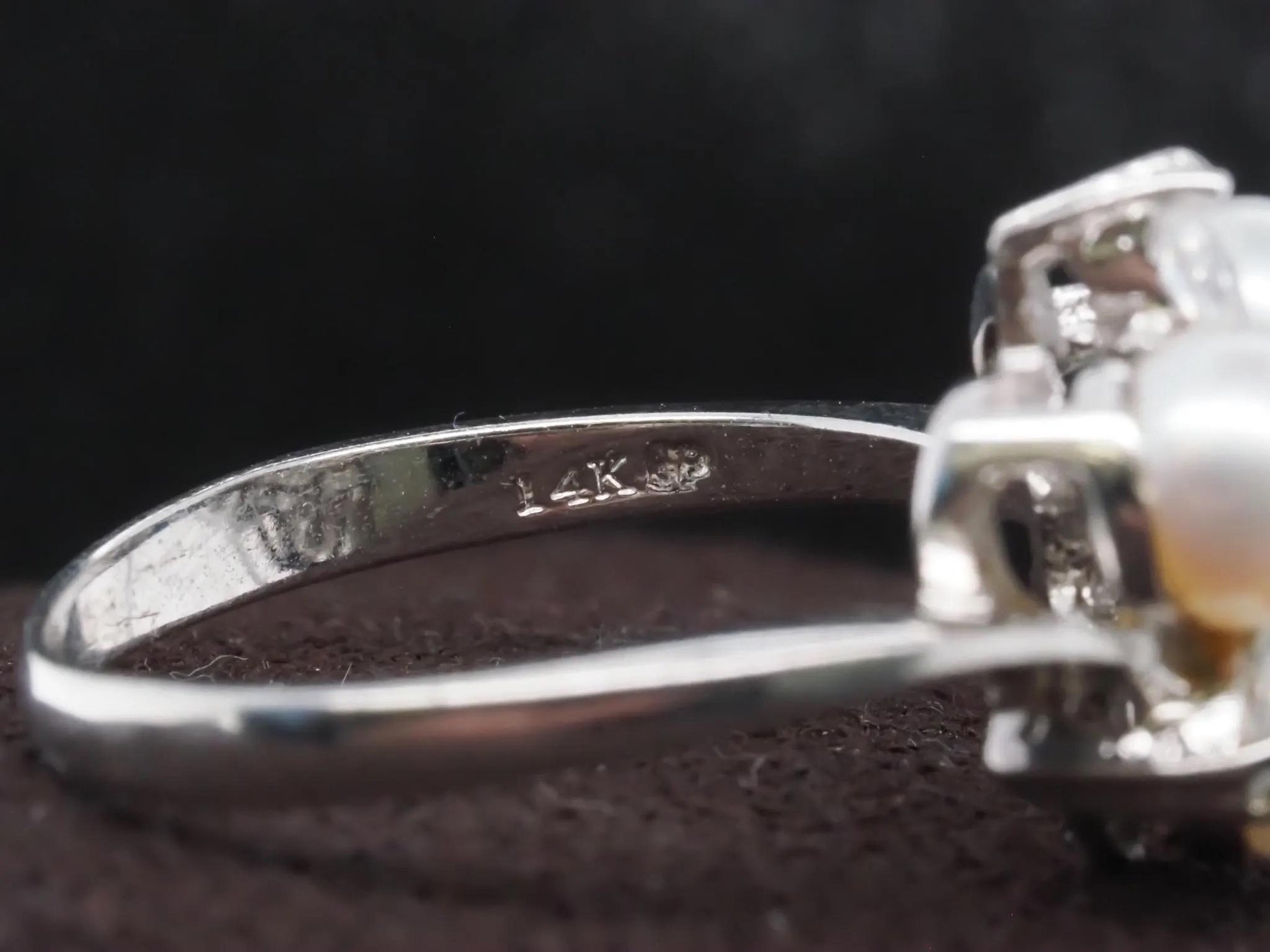 14K White Gold, Pearl and Diamond Cocktail Ring - VHK#30