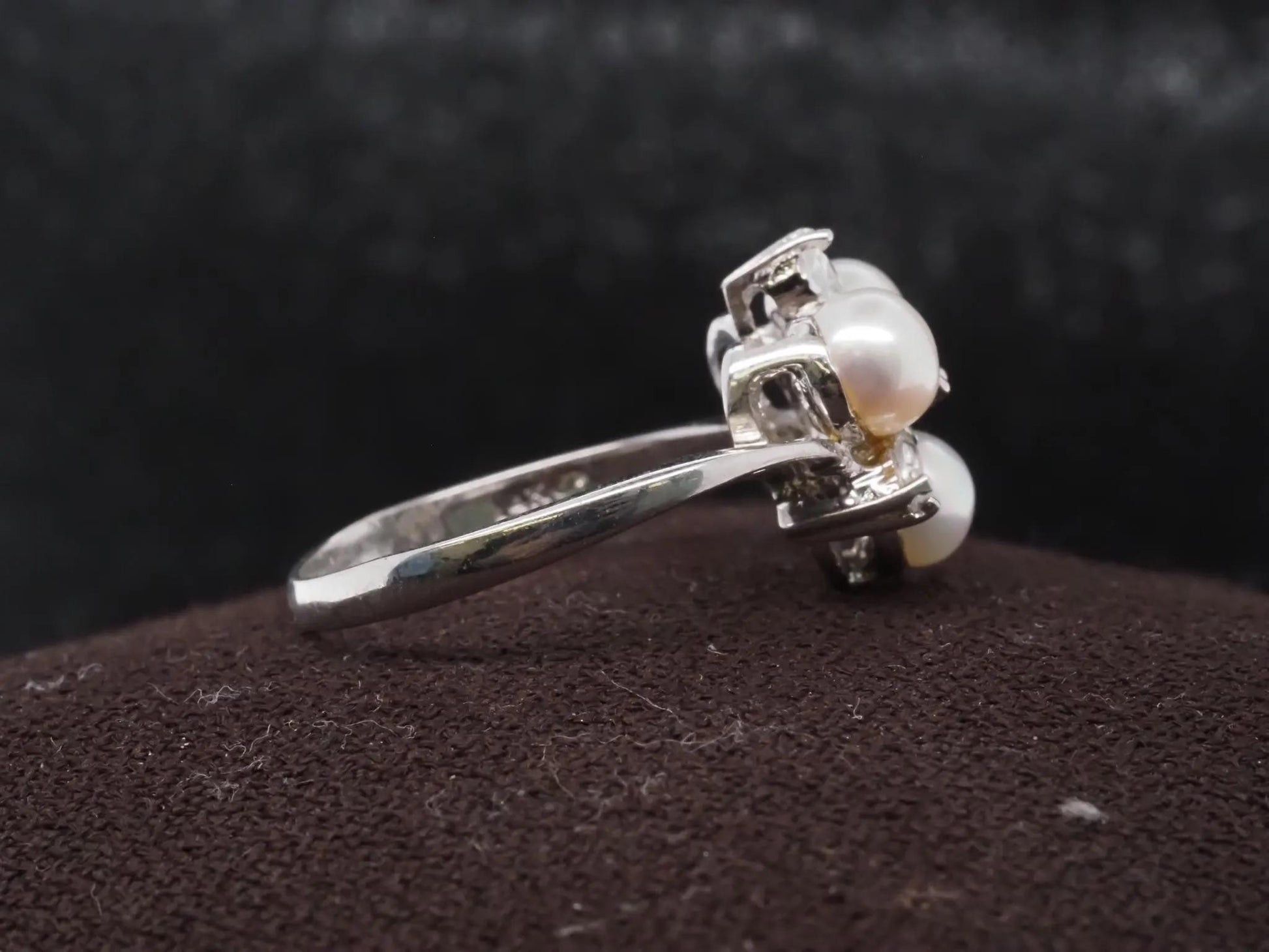 14K White Gold, Pearl and Diamond Cocktail Ring - VHK#30