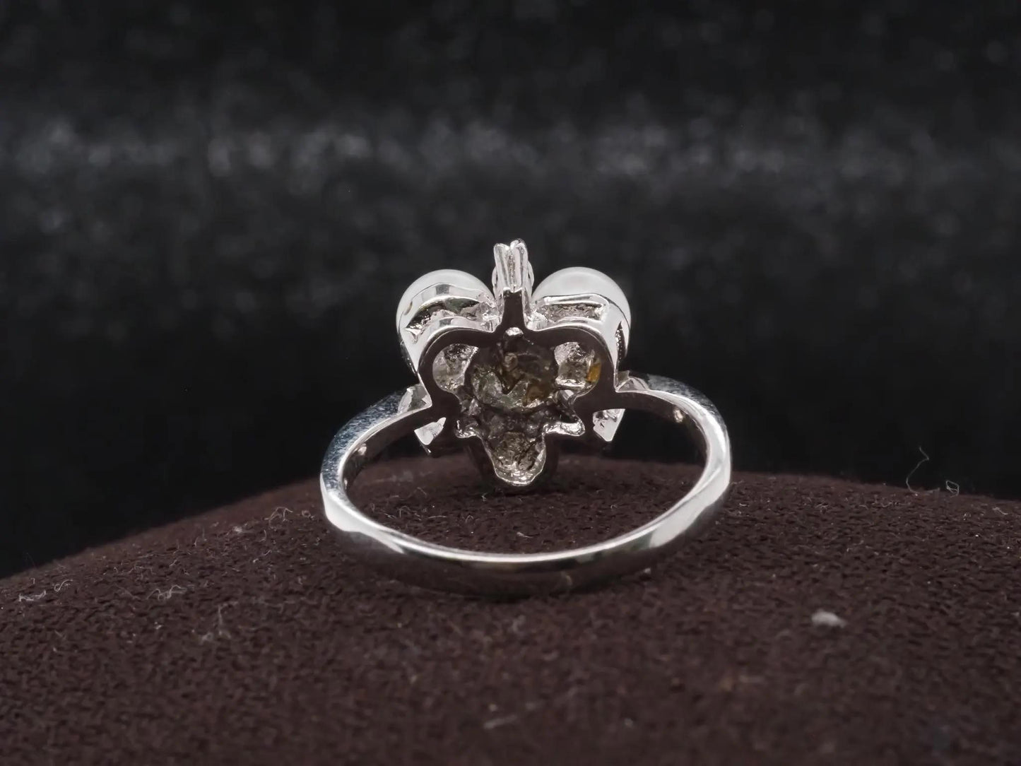 14K White Gold, Pearl and Diamond Cocktail Ring - VHK#30