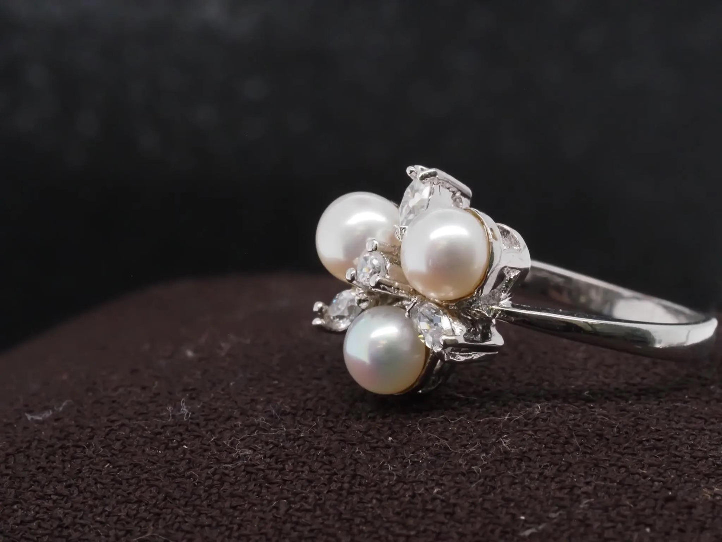 14K White Gold, Pearl and Diamond Cocktail Ring - VHK#30