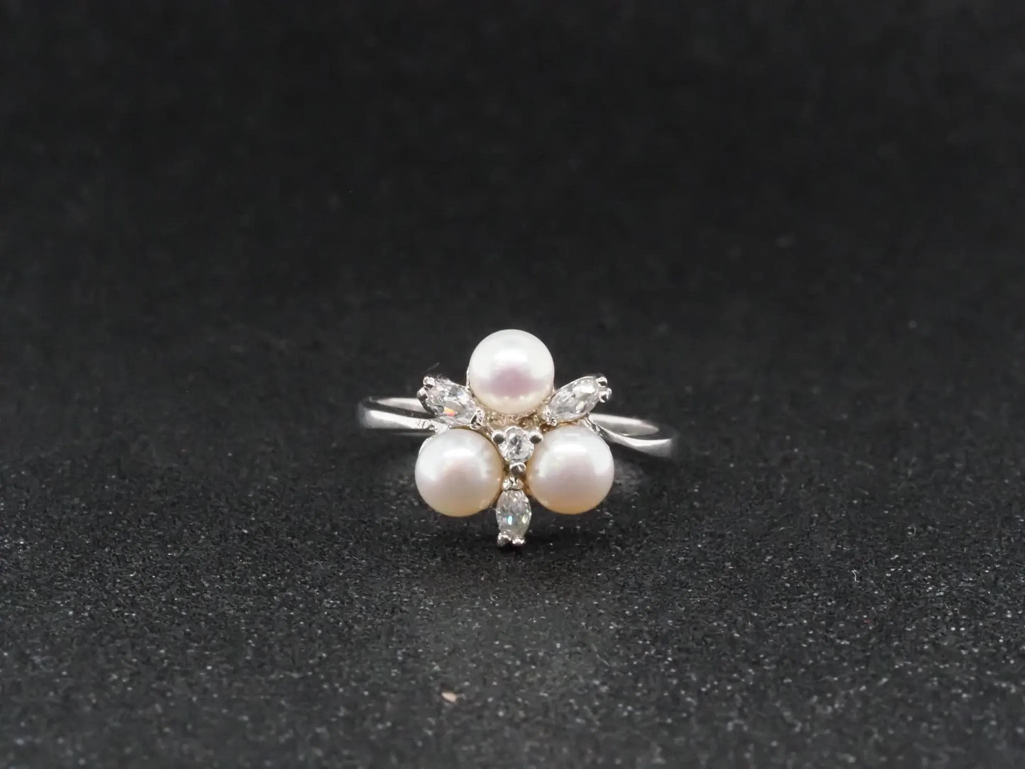 14K White Gold, Pearl and Diamond Cocktail Ring - VHK#30