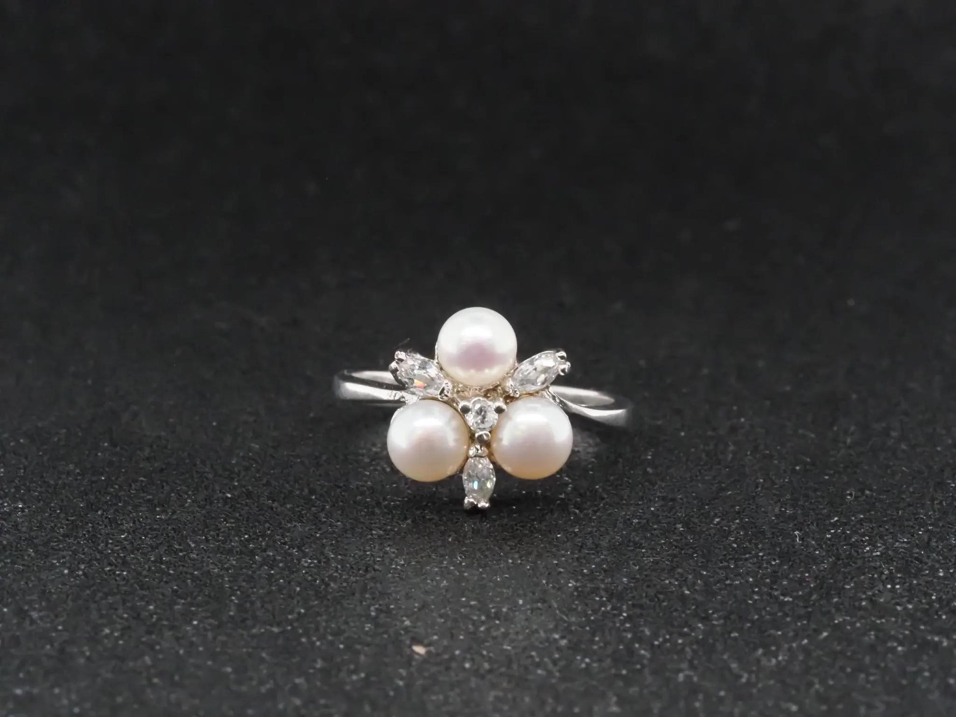 14K White Gold, Pearl and Diamond Cocktail Ring - VHK#30