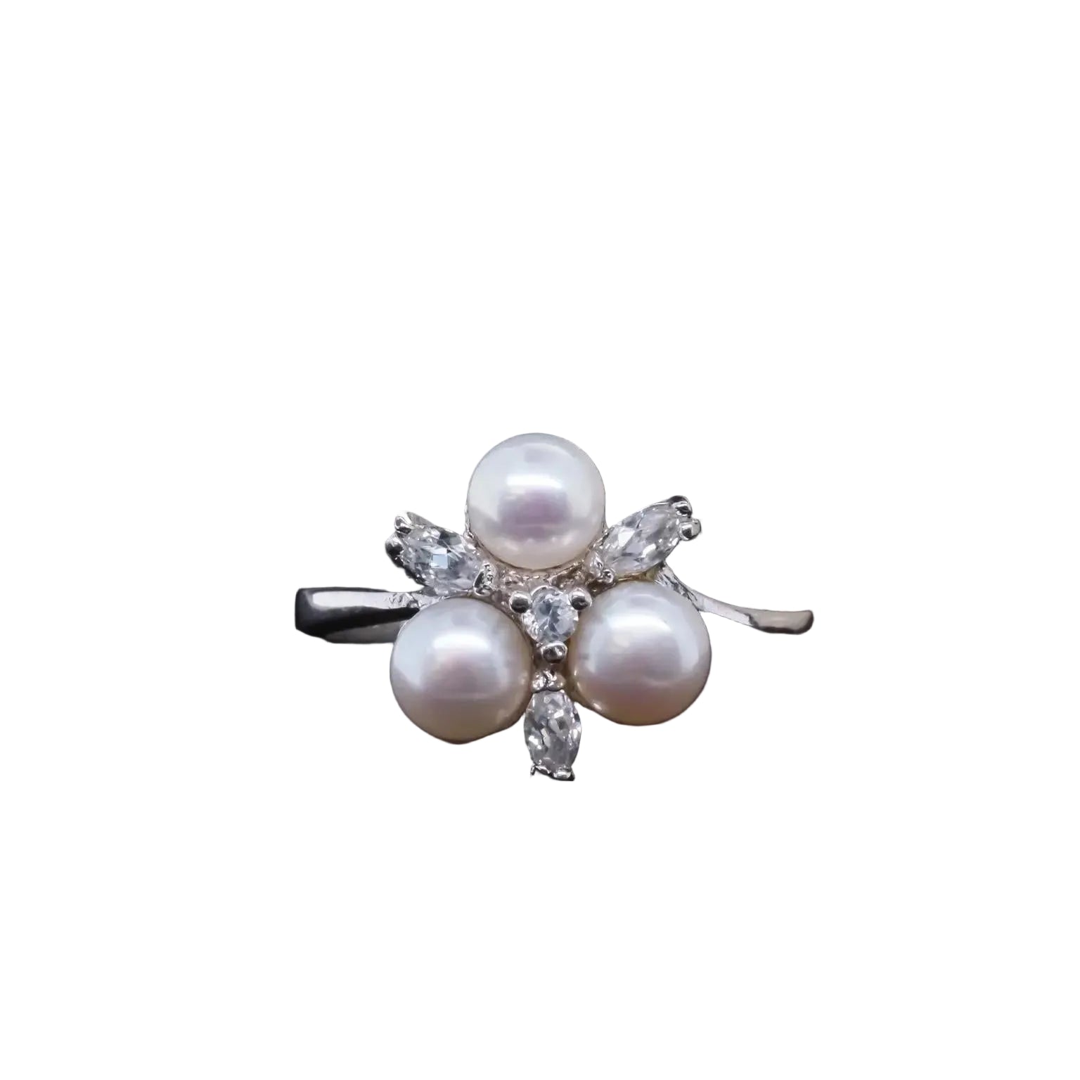 14K White Gold, Pearl and Diamond Cocktail Ring - VHK#30