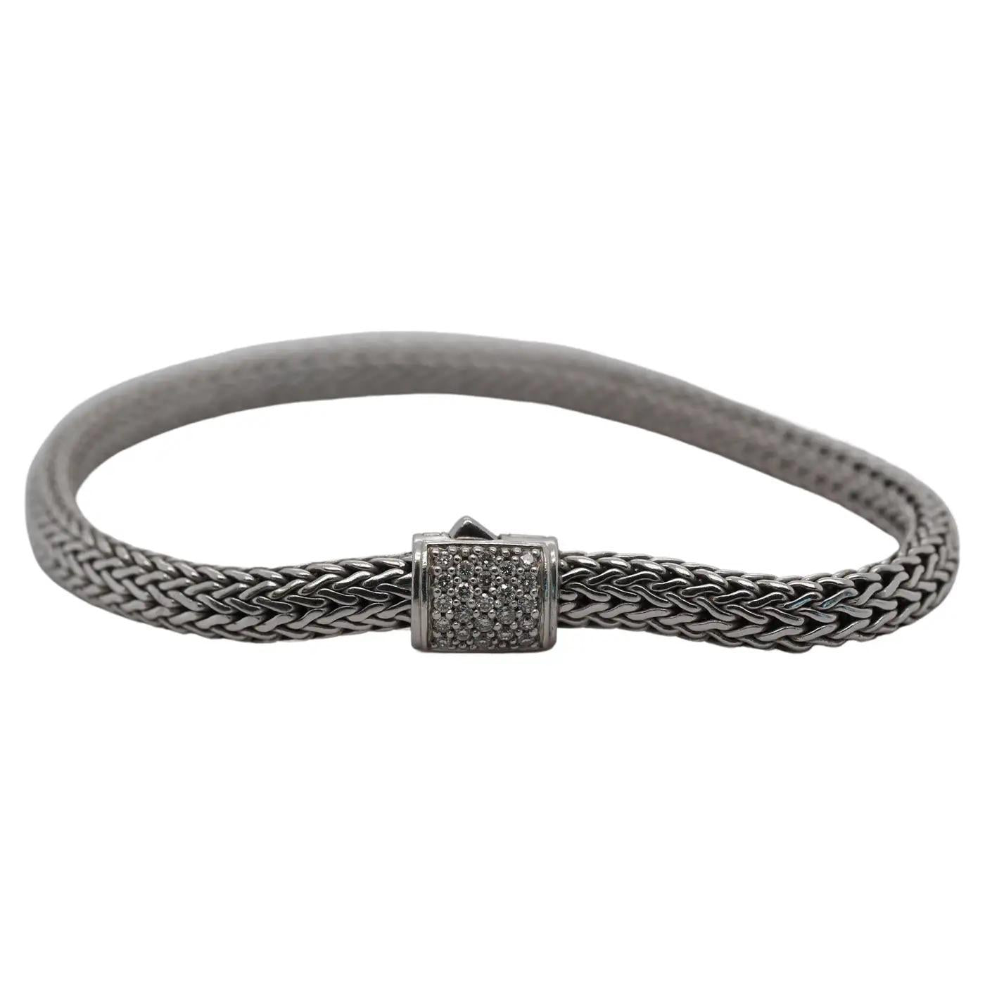 John Hardy Sterling Silver Diamond Bracelet - VHK#297
