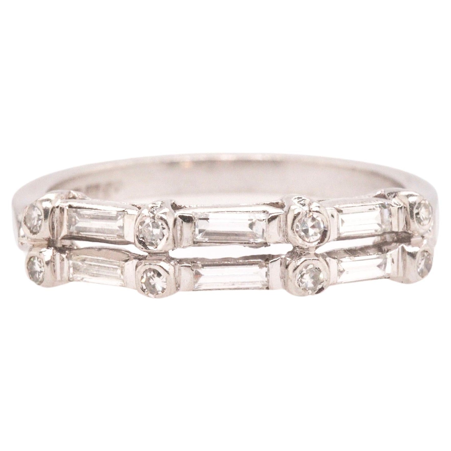Circa 1930s Platinum Two Row Diamond Wedding Band - VHK#489