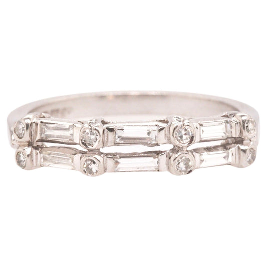 Circa 1930s Platinum Two Row Diamond Wedding Band - VHK#489
