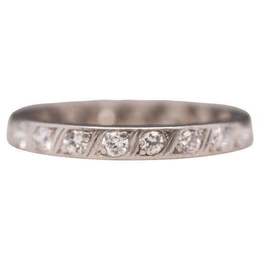 Circa 1920s Art Deco Platinum Old European Diamond Eternity Band - VHK#546