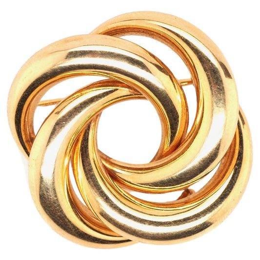 Vintage 14K Yellow Gold 1930s Swirl Brooch with German Hallmarks - VHK#527