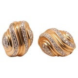 Vintage 14K Yellow Gold Diamond Fancy Swirl Earrings