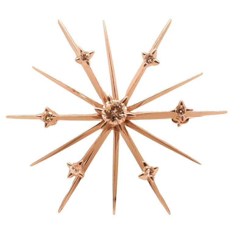 14K White Gold Diamond Starburst Spray Brooch - VHK#413a