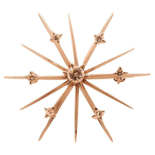14K White Gold Diamond Starburst Spray Brooch - VHK#413a