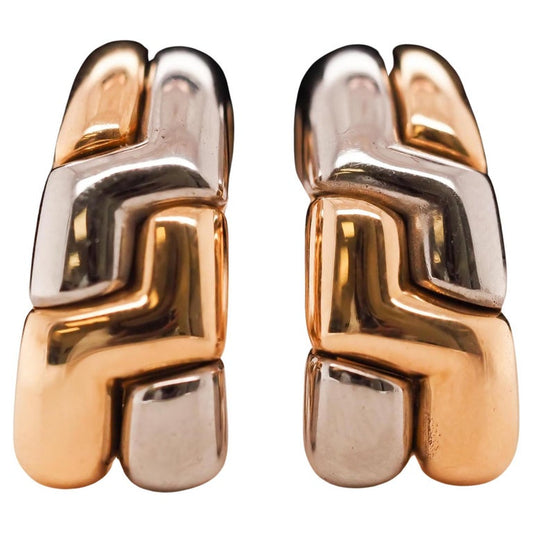 18K Yellow Gold Bulgari (BVLGARI) Two Tone Earrings - VHK#651