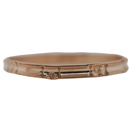 Circa 1920s Yellow Gold Hand Engraved Wedding Band Size 6.75 - VHK#787a
