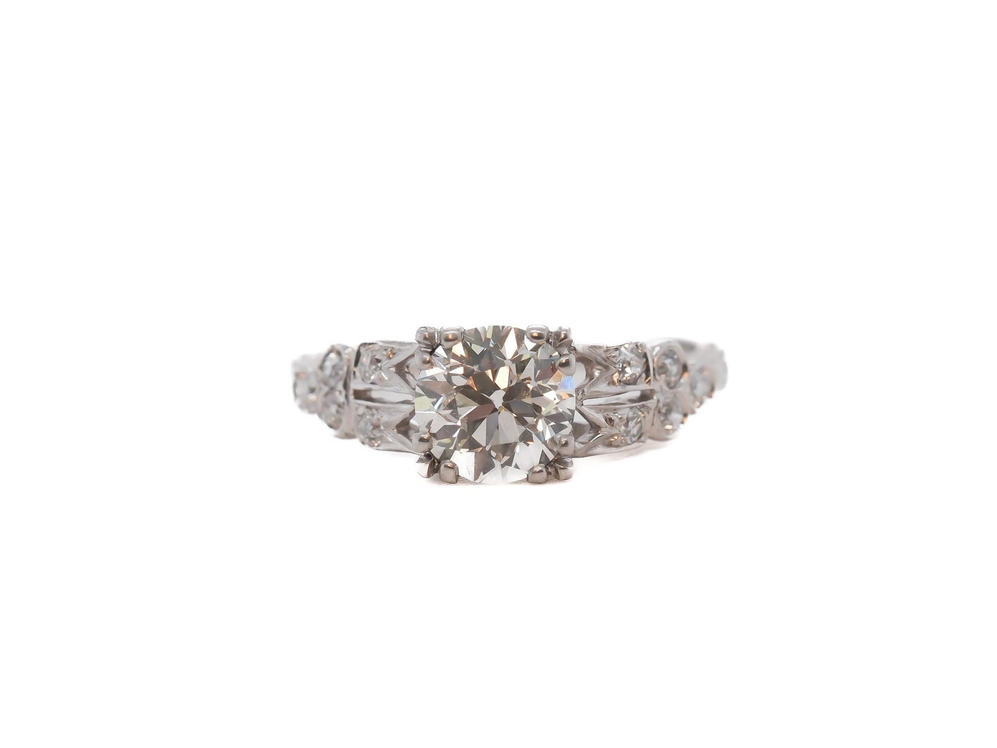 Circa 1920s GIA 1.00ct Old European Brilliant Diamond Engagement Ring