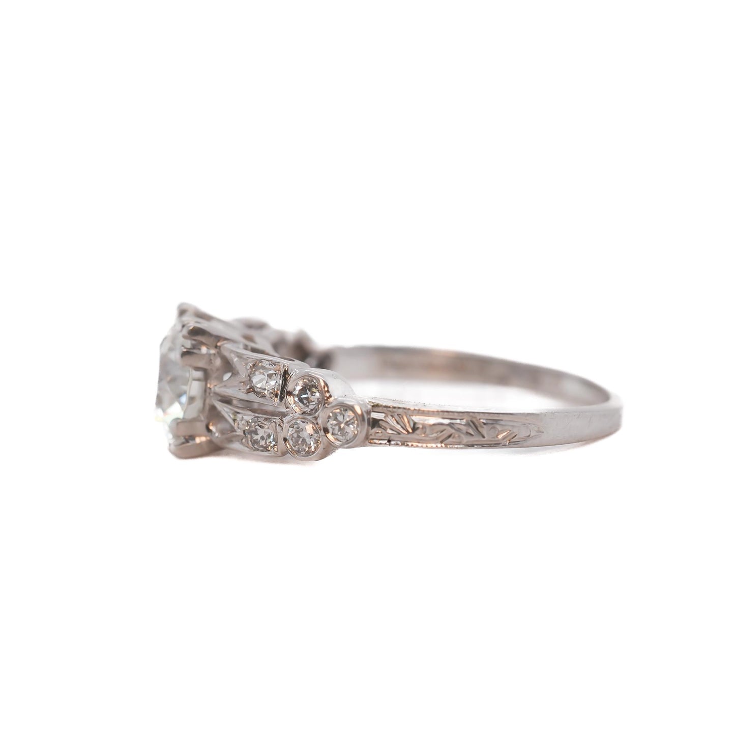 Circa 1920s GIA 1.00ct Old European Brilliant Diamond Engagement Ring
