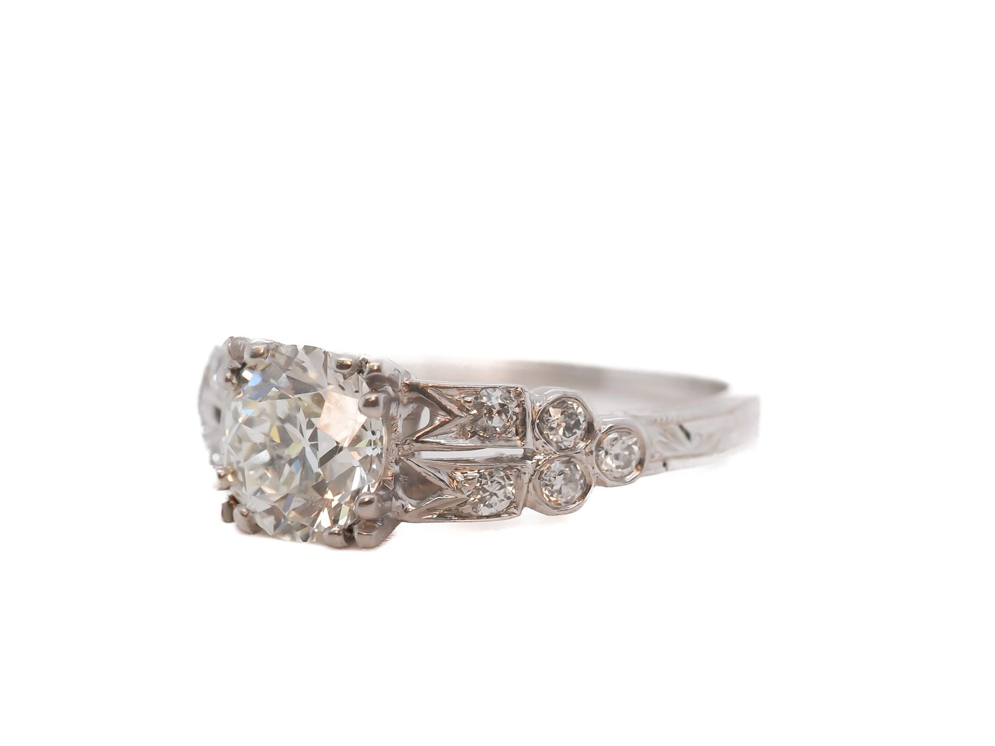 Circa 1920s GIA 1.00ct Old European Brilliant Diamond Engagement Ring