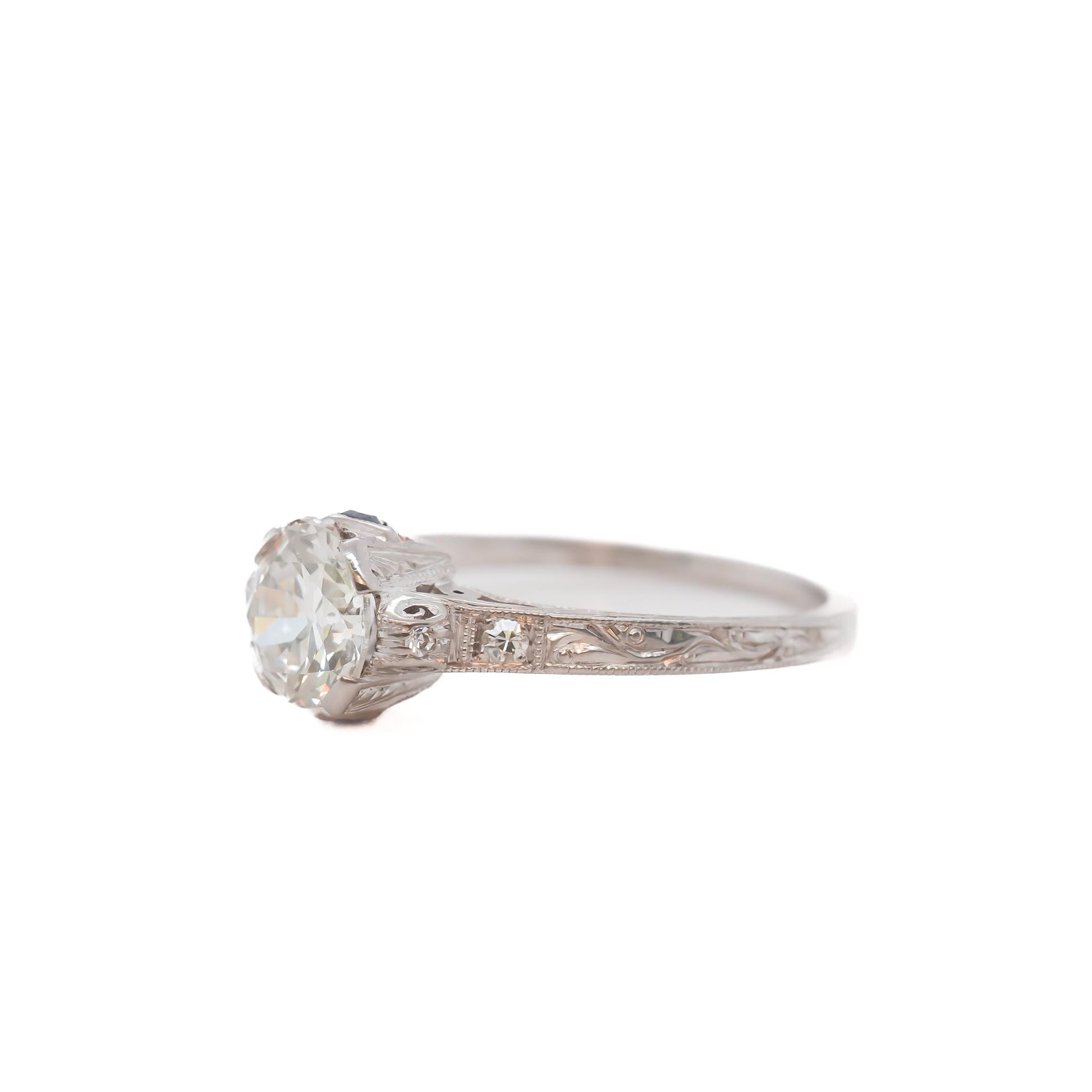 Circa 1920s GIA 1.10ct Old European Brilliant Diamond Engagement Ring