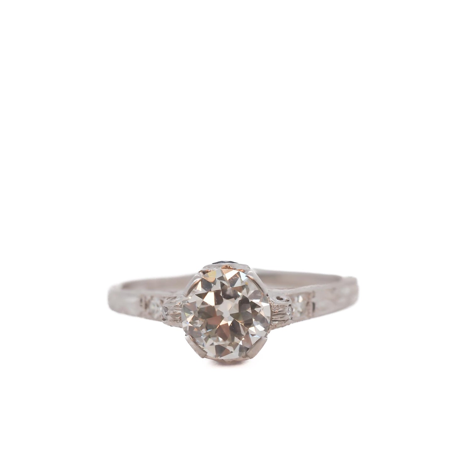Circa 1920s GIA 1.10ct Old European Brilliant Diamond Engagement Ring