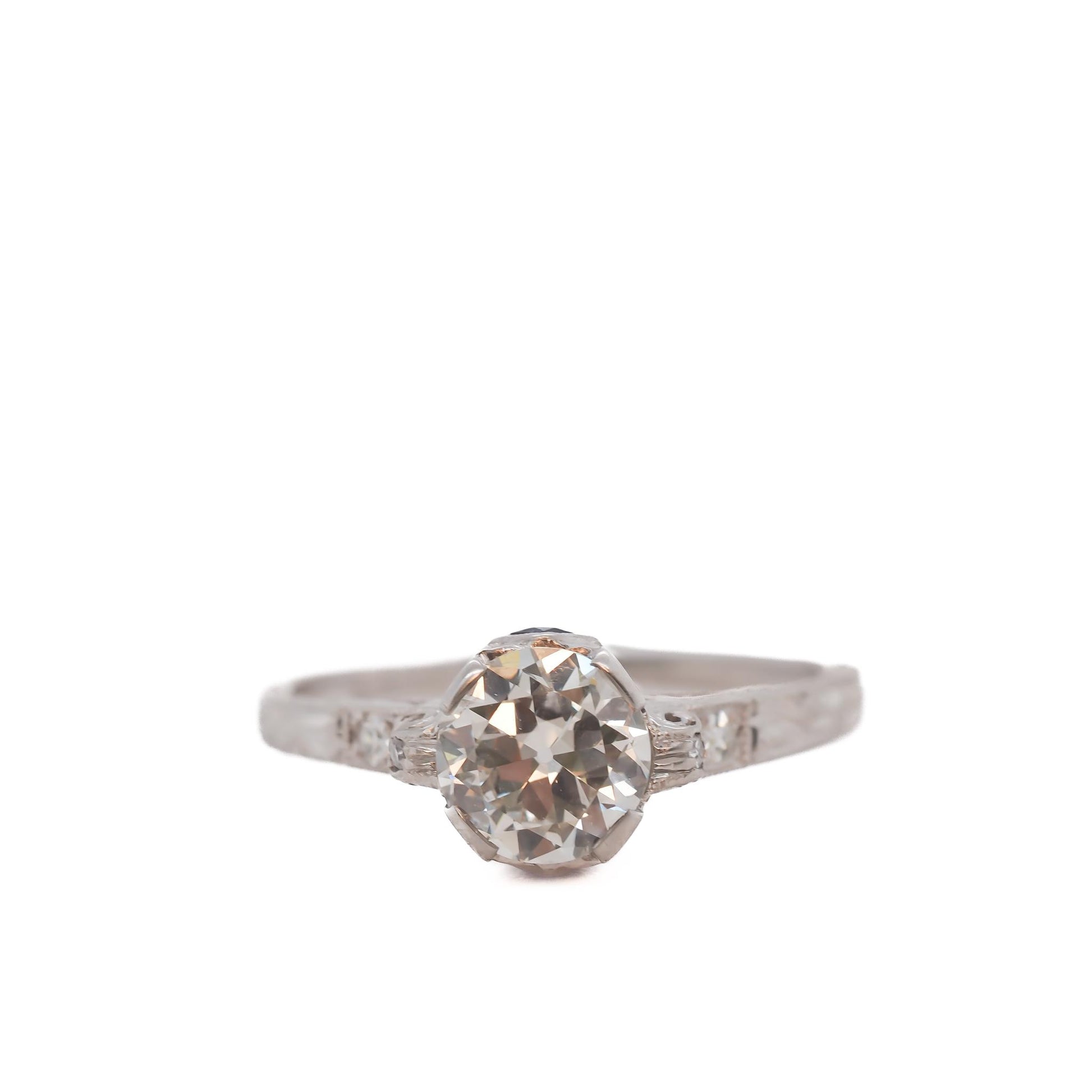 Circa 1920s GIA 1.10ct Old European Brilliant Diamond Engagement Ring