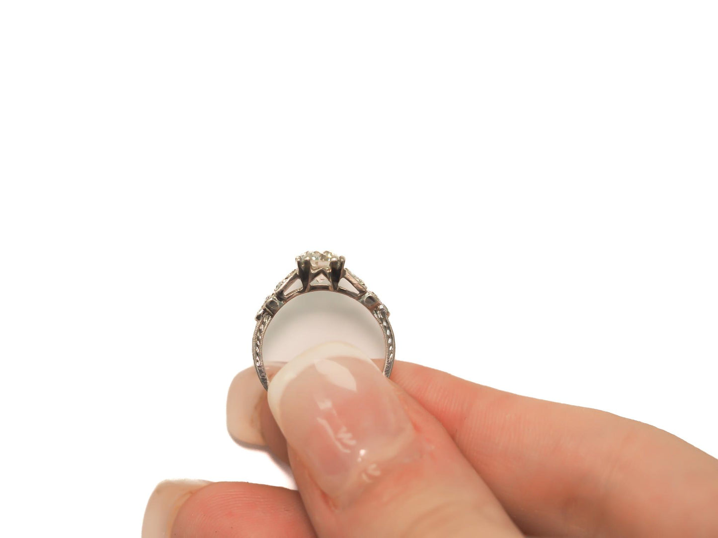 Circa 1920s GIA 1.00ct Old European Brilliant Diamond Engagement Ring