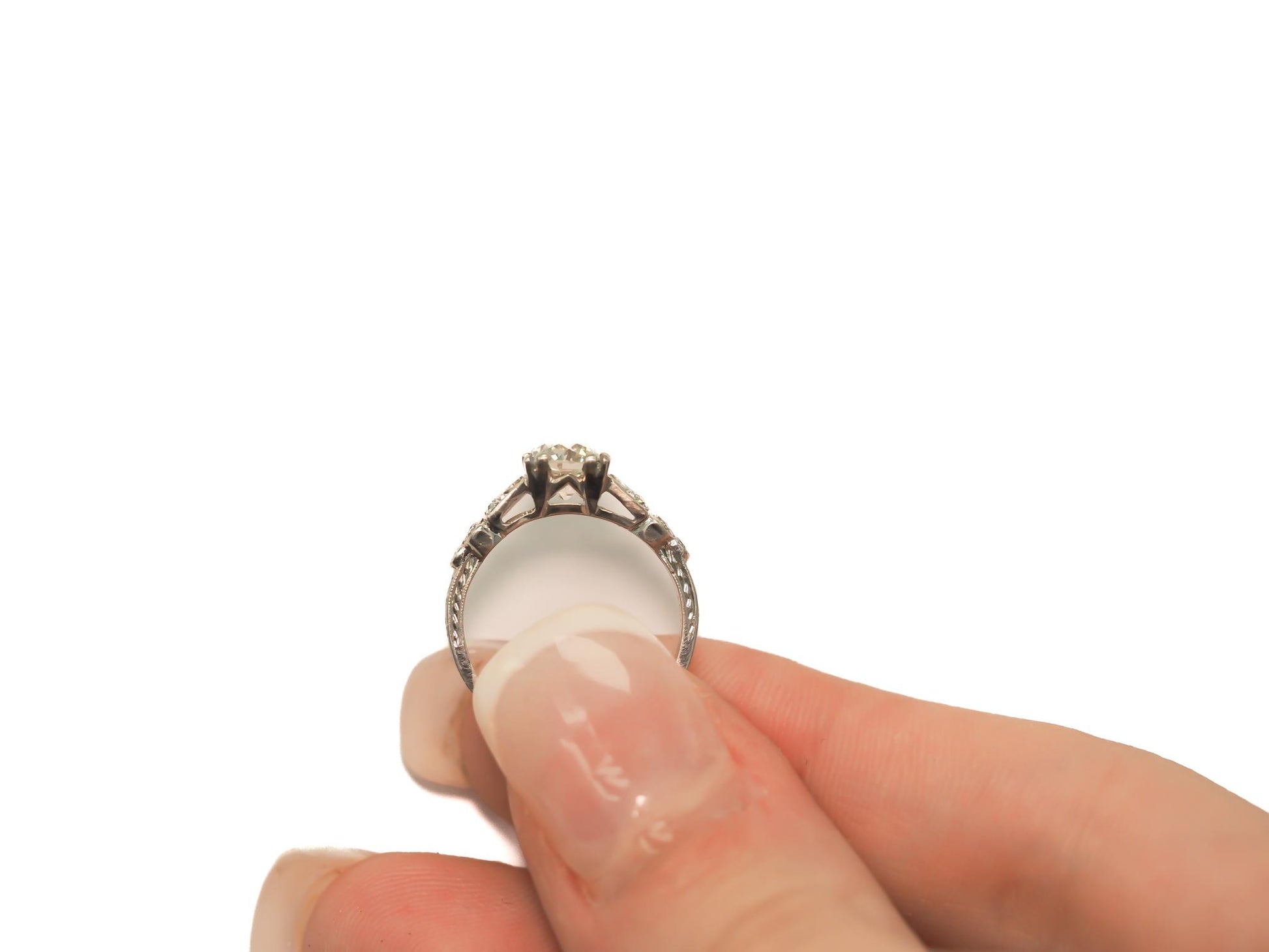 Circa 1920s GIA 1.00ct Old European Brilliant Diamond Engagement Ring