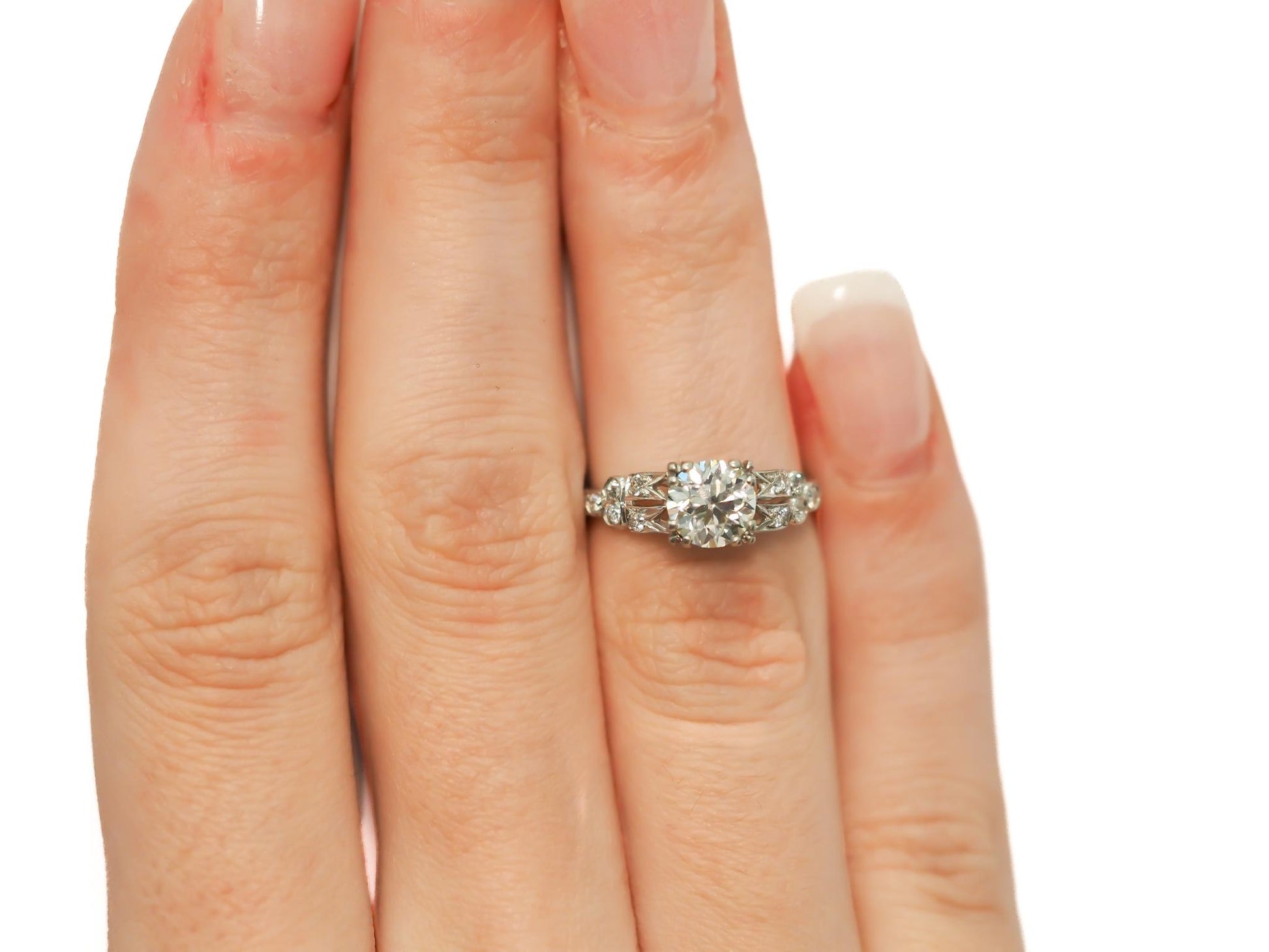 Circa 1920s GIA 1.00ct Old European Brilliant Diamond Engagement Ring