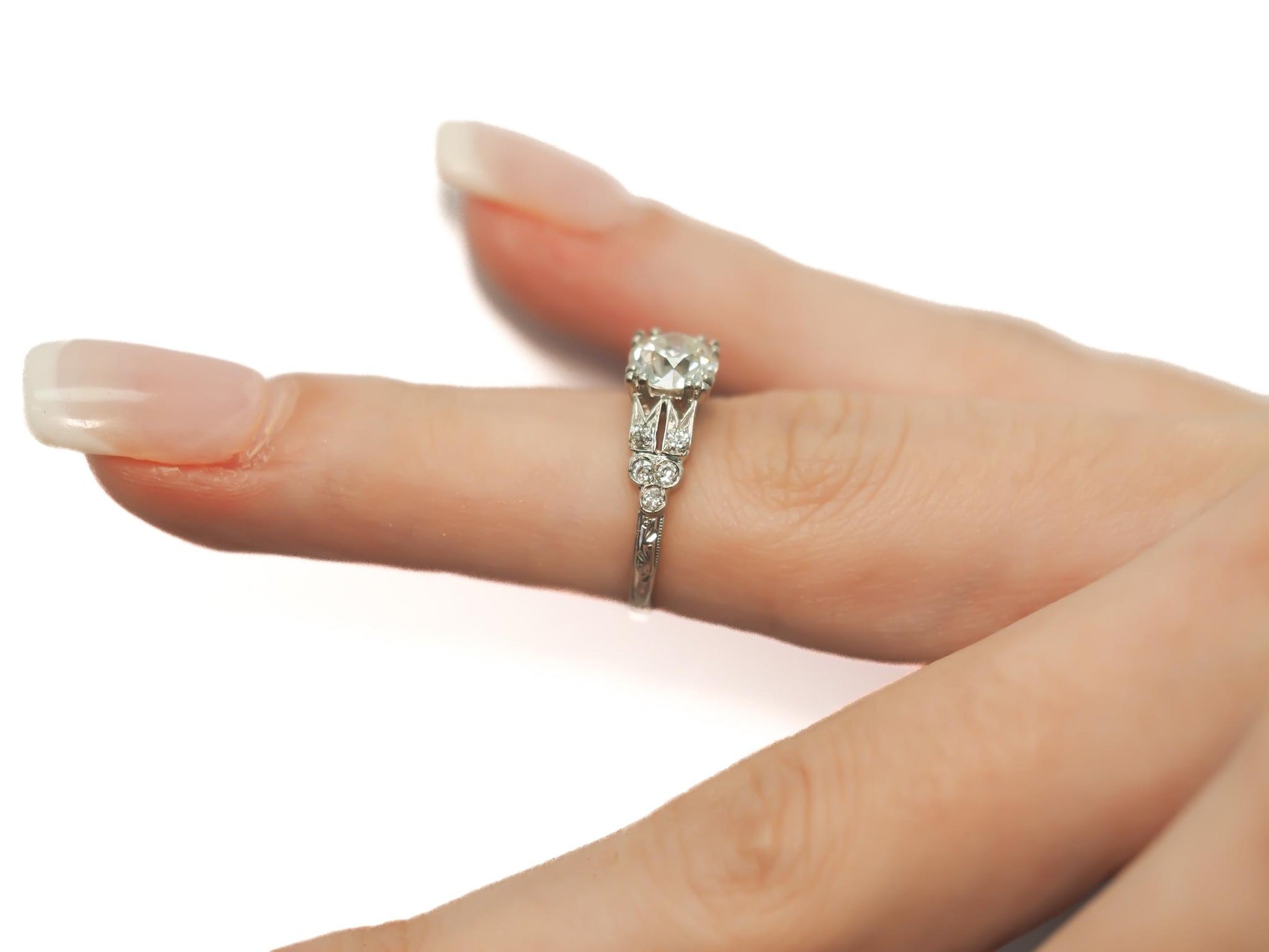 Circa 1920s GIA 1.00ct Old European Brilliant Diamond Engagement Ring