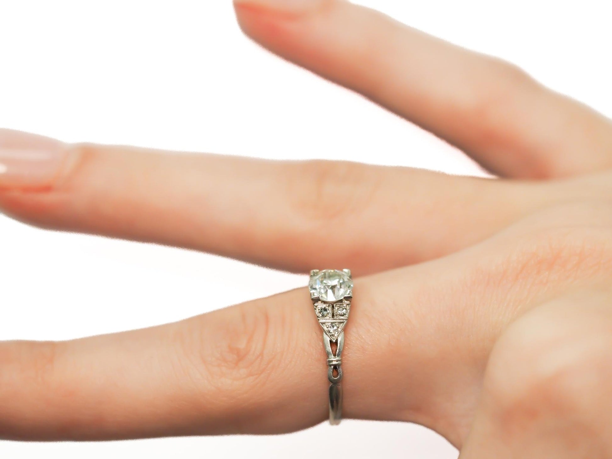 Circa 1920s GIA .99ct Old European Brilliant Diamond Engagement Ring