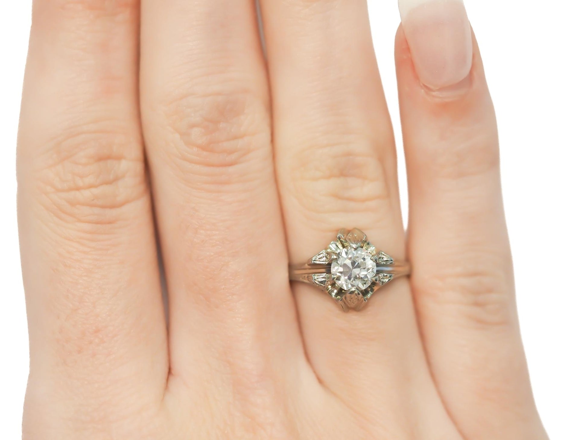 Circa 1930s GIA .89ct Old European Brilliant Diamond Engagement Ring